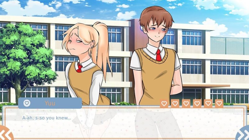 Illustrated visual-novel conversation between anime characters — Cross Love (Ep.1) screenshot.