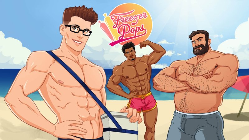 Promotional ensemble artwork of muscular adult male characters — Freezer Pops: A Hot Bara Business screenshot.