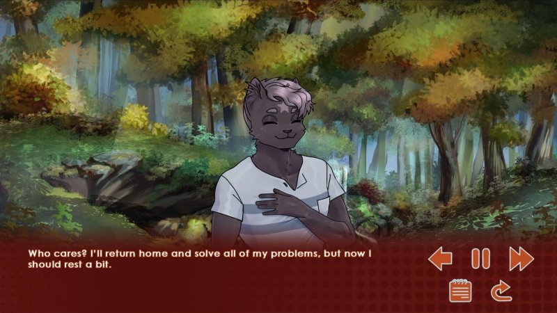 Furry story character walking through an autumn forest — Run, Kitty! screenshot.